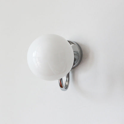 Japanese Vintage Glass Round Ball Chrome Bending Arm 1-Light Wall Sconce Lamp