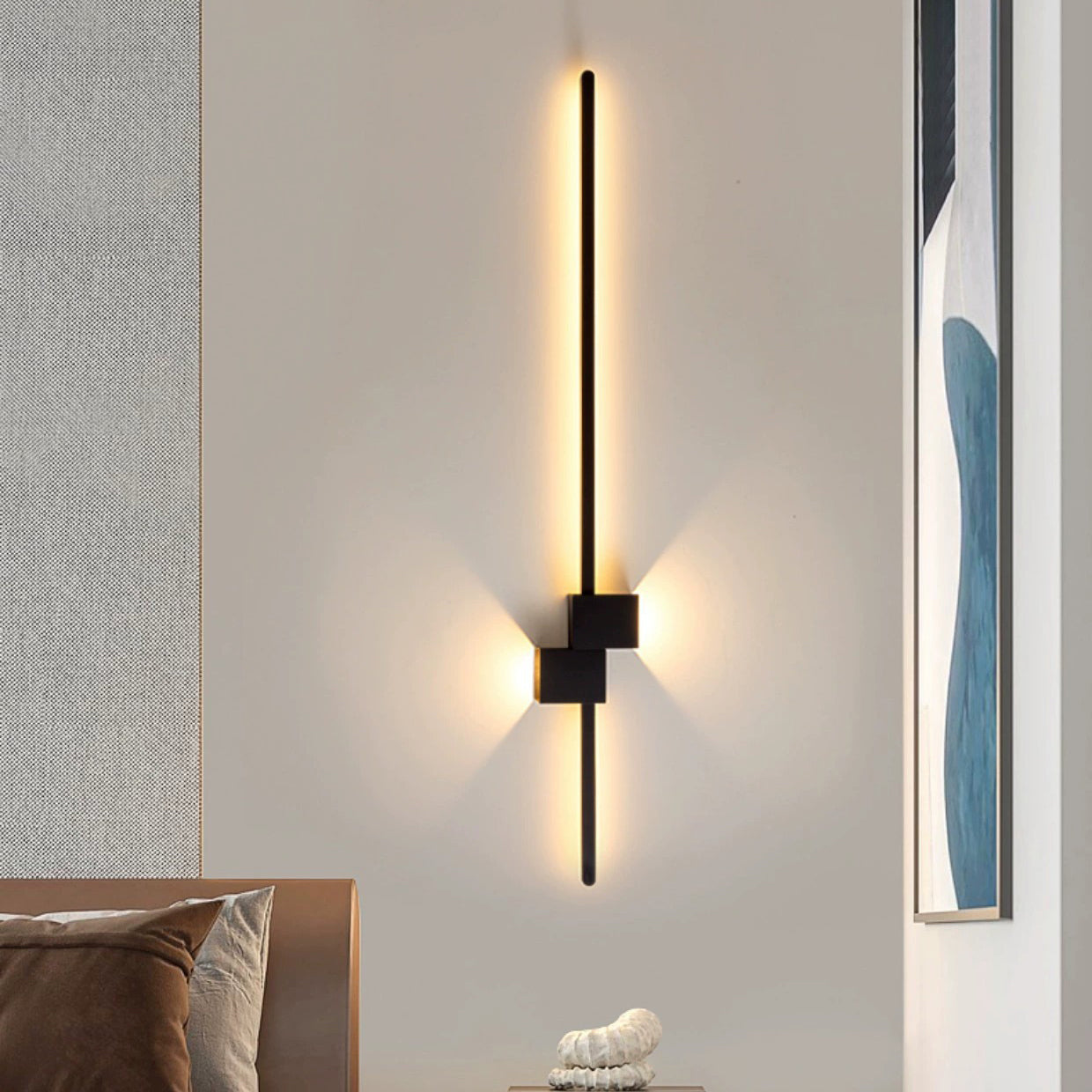 Modern Minimalist Strip Rectangle Iron Aluminum LED Wall Sconce Lamp For Living Room