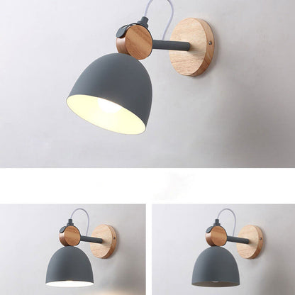 Nordic Macaron Dome Log 1-Light Rotatable Wall Sconce Lamp