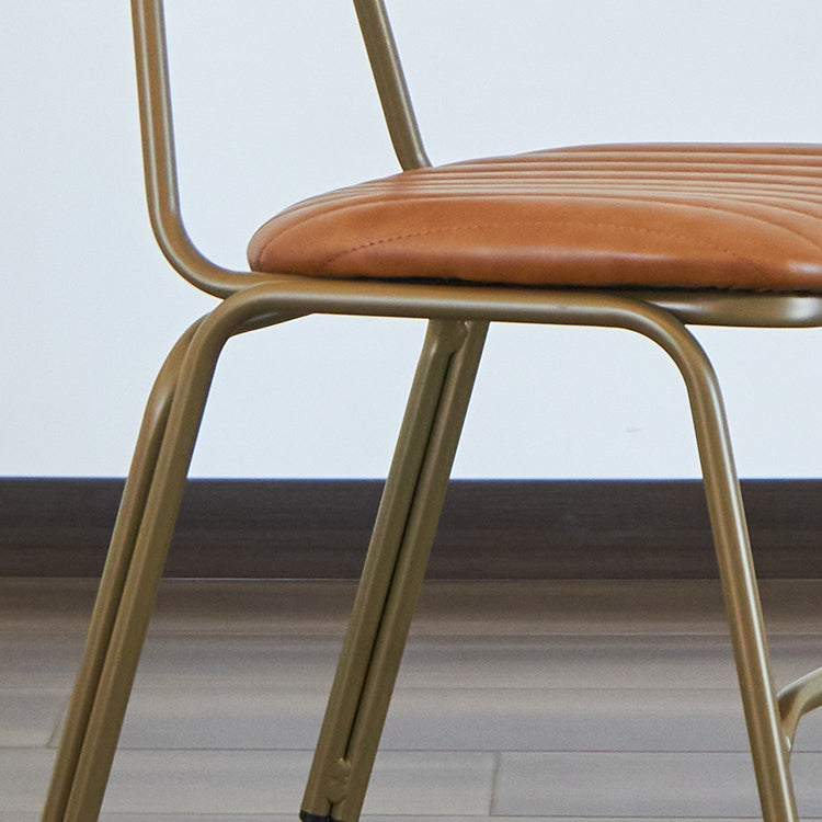 Contemporary Industrial PU Leather Iron Square Elliptical Stripe Dining Chair Backrest Footrest For Dining Room