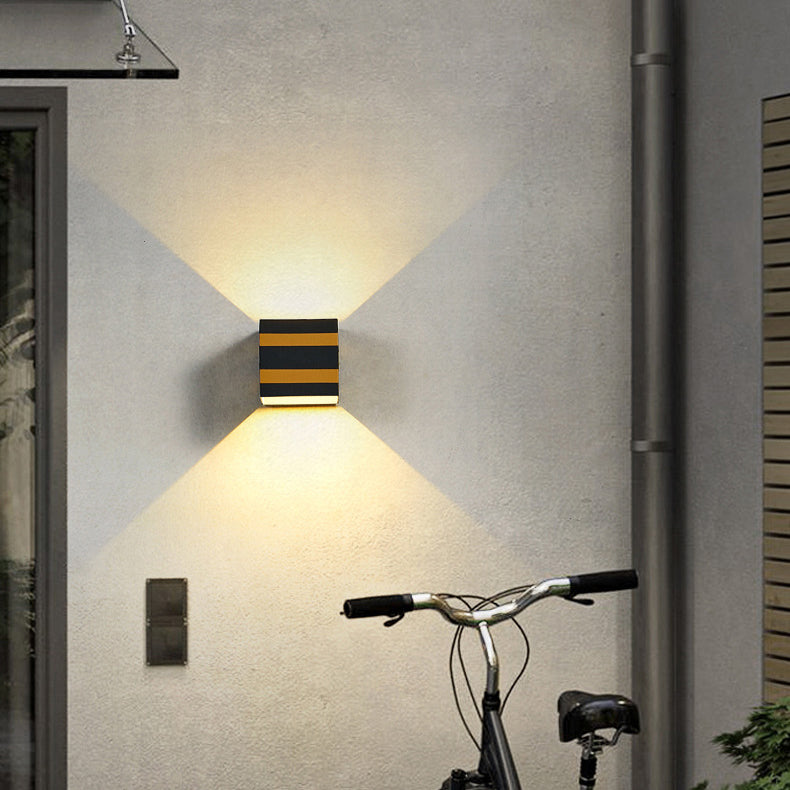 Outdoor Minimalist Square Cube Aluminum Waterproof LED Wall Sconce Lamp