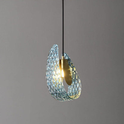 Contemporary Creative Petal Copper Glass 1-Light Pendant Light For Bedroom