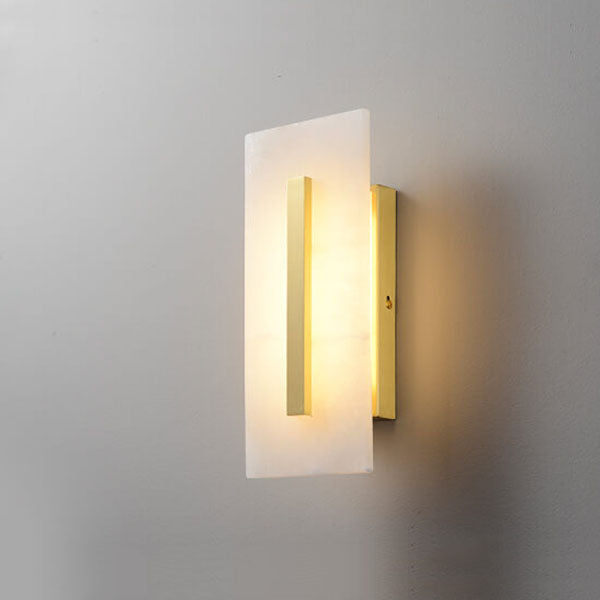 Luxury Chinese Marble Square Brass 1-Light LED Wall Sconce Lamp