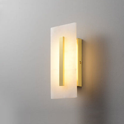 Luxury Chinese Marble Square Brass 1-Light LED Wall Sconce Lamp