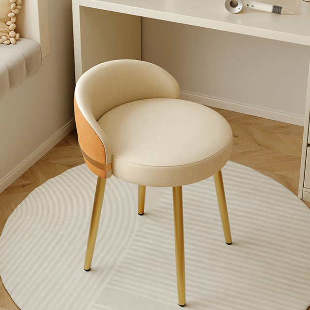 Modern Simplicity PU Leather Metal Sponge Round Vanity Stool Backrest For Bedroom