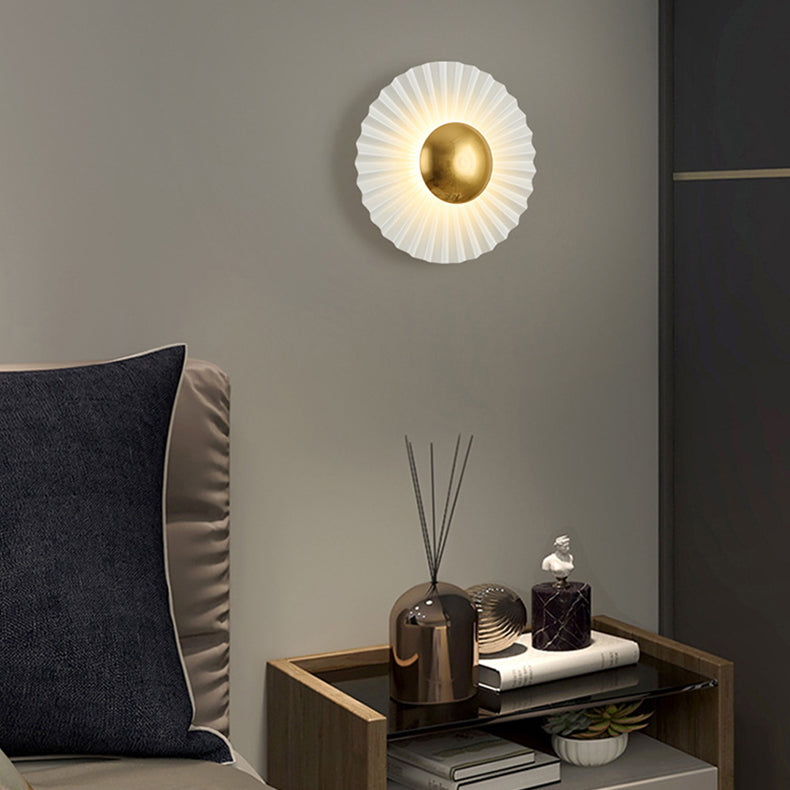 مصباح حائط LED بتصميم صدفي دائري معاصر ومبتكر لغرفة المعيشة 