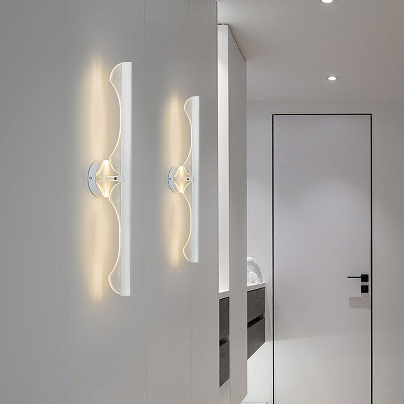 Modern Minimalist Long Wave Iron Aluminum Silicone LED Wall Sconce Lamp For Living Room
