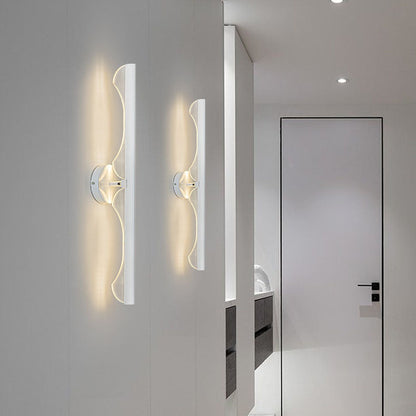 Modern Minimalist Long Wave Iron Aluminum Silicone LED Wall Sconce Lamp For Living Room