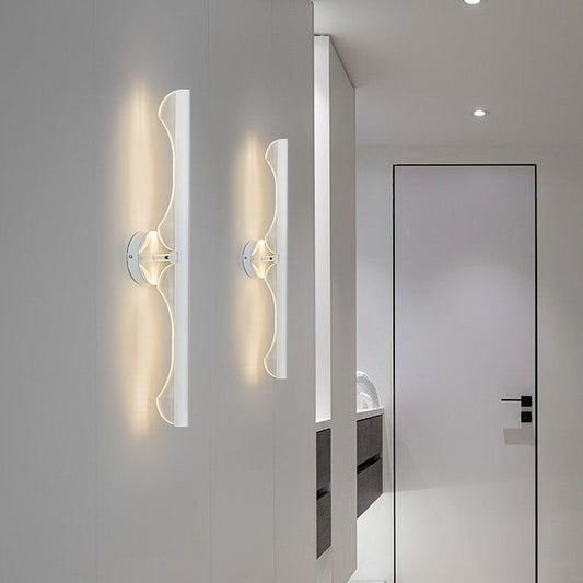 Modern Minimalist Long Wave Iron Aluminum Silicone LED Wall Sconce Lamp For Living Room