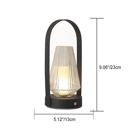 Contemporary Retro Iron Acrylic Elliptical Conic LED Hanging Rechargeable Table Lamp For Bedside