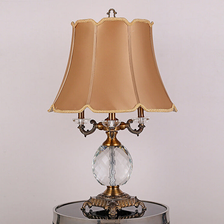 European Luxury Handmade Fabric Crystal Candle Holder 3/4 Light Table Lamp