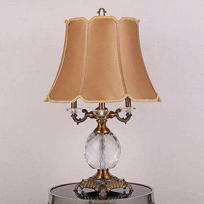 European Luxury Handmade Fabric Crystal Candle Holder 3/4 Light Table Lamp
