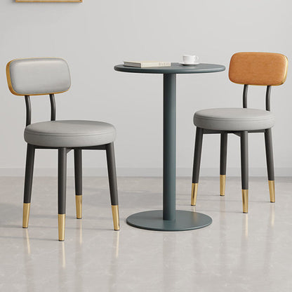 Modern Minimalist Round Upholstered Rectangular Back Tech Fabric Metal Dining Chair For Dining Room