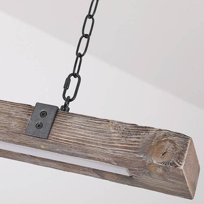 Vintage Industrial Wooden Long Bar Island Light LED Chandelier