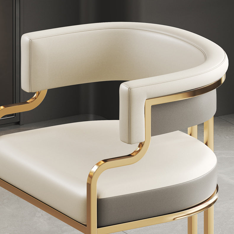 Traditional Luxury U-Shape Metal Microfiber Leather Dining Chair Backrest Armrest for Dining Room