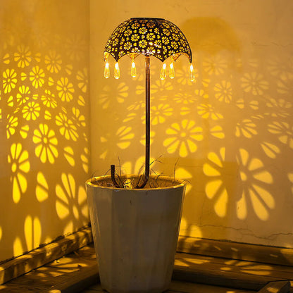 Outdoor Solar Iron Colorful Umbrella Hollow LED Lawn Insert Landscape Light