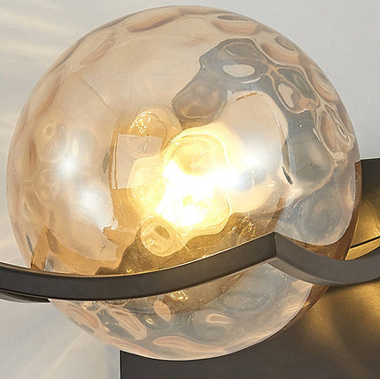 Modern Simplicity Iron Water Pattern Glass Ball Shade 1-Light Wall Sconce Lamp For Bedroom