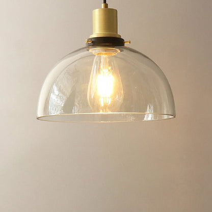 Vintage Minimalist Semi-Circular Cone Cup Iron Glass 1-Light Pendant Light