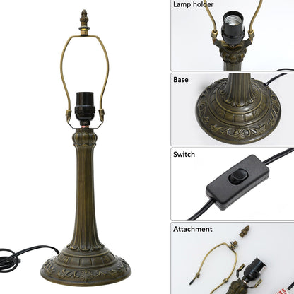 Traditional Tiffany Round Umbrella-Shaped Stained Glass Resin Iron 1-Light Table Lamp For Bedroom