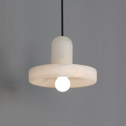 Modern Minimalist Round Disc Marble 1-Light Pendant Light For Bedroom