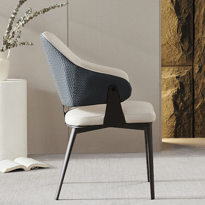 Contemporary Scandinavian PU Leather Carbon Steel Sponge Square Lozenge Dining Chair Backrest Armrest For Dining Room