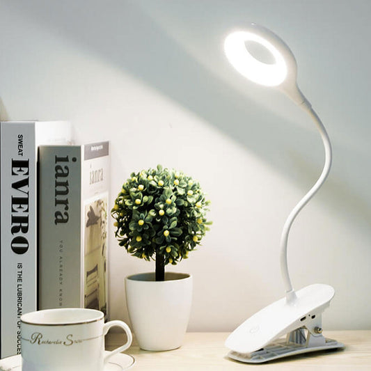 Simple Creative Foldable Round Shade Rechargeable Clips LED Desk Lamp
