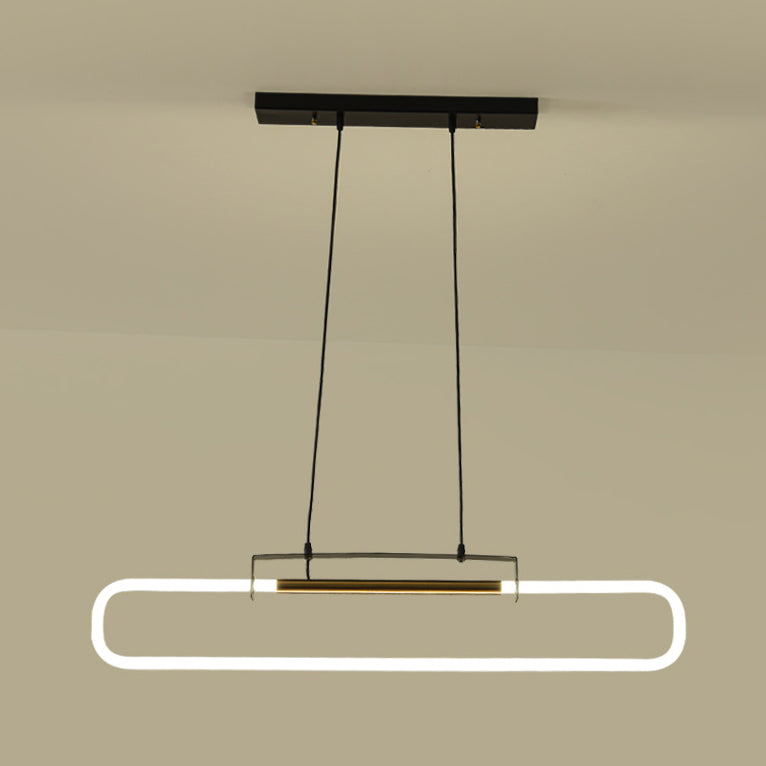 ثريات جزيرة LED مستطيلة الشكل مصنوعة من الحديد والأكريليك بتصميم عصري بسيط لغرفة الطعام 