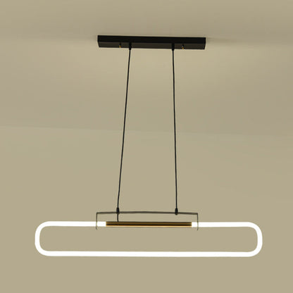 ثريات جزيرة LED مستطيلة الشكل مصنوعة من الحديد والأكريليك بتصميم عصري بسيط لغرفة الطعام 