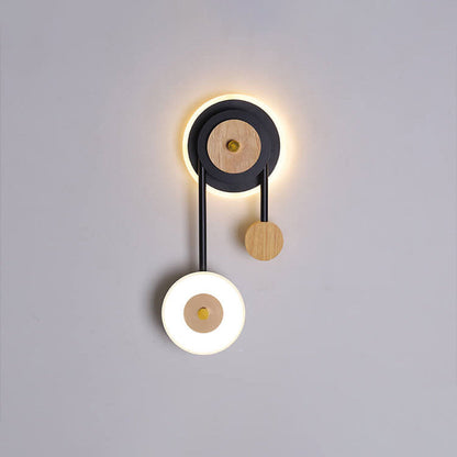 Nordic Creative Round Wood Acrylic Ring LED Wall Sconce Lamp