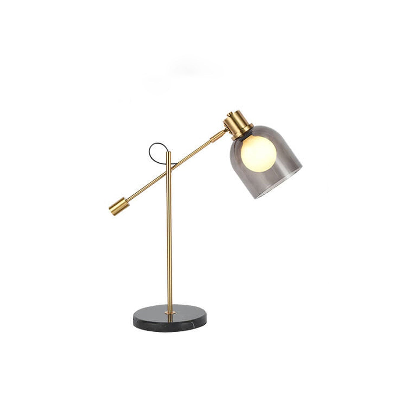 Postmodern Smoke Gray Glass Dome Metal  Arm 1-Light Table Lamp