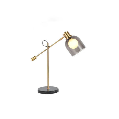 Postmodern Smoke Gray Glass Dome Metal  Arm 1-Light Table Lamp