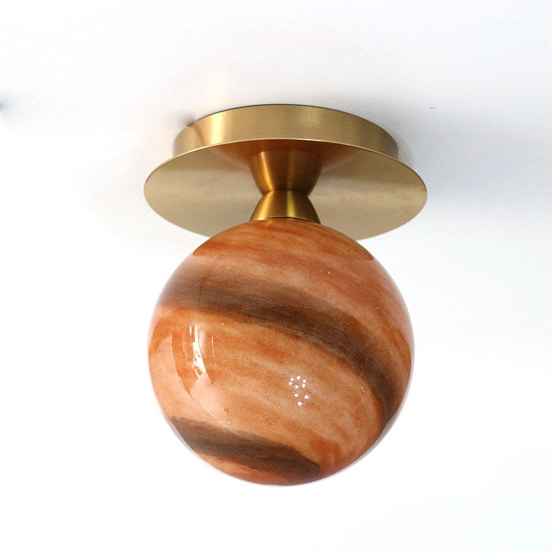 Modern Creative Planet Glass 1-Light Semi-Flush Mount Light