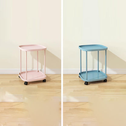 Contemporary Scandinavian Square PP Carbon Steel End Table 2-Tier Movable For Bedroom