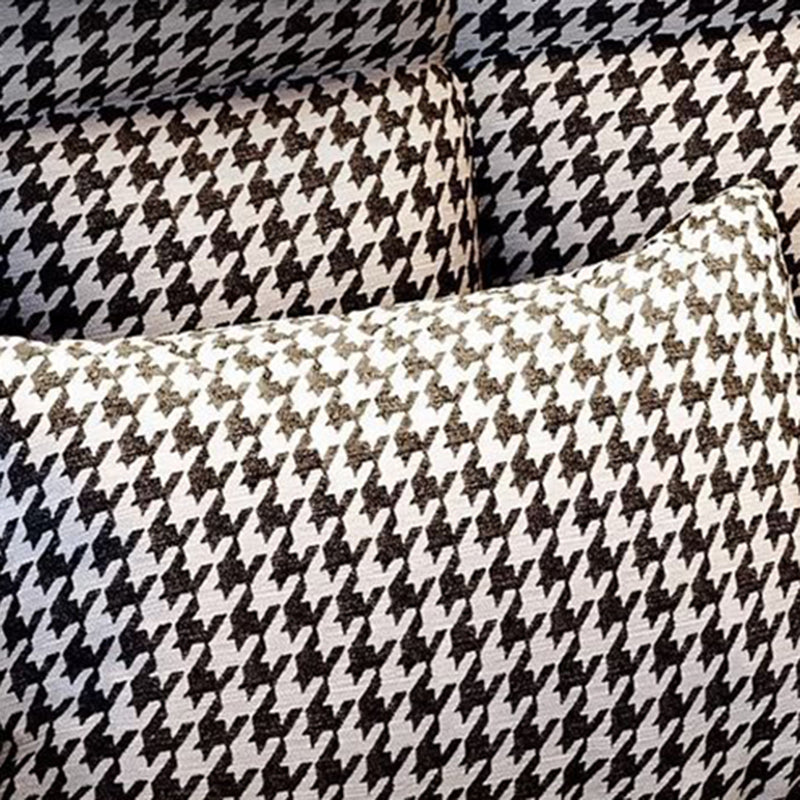 Contemporary Simplicity Houndstooth Flannel Upholstered Tapered Legs Vanity Stool Backrest Armrest For Bedroom