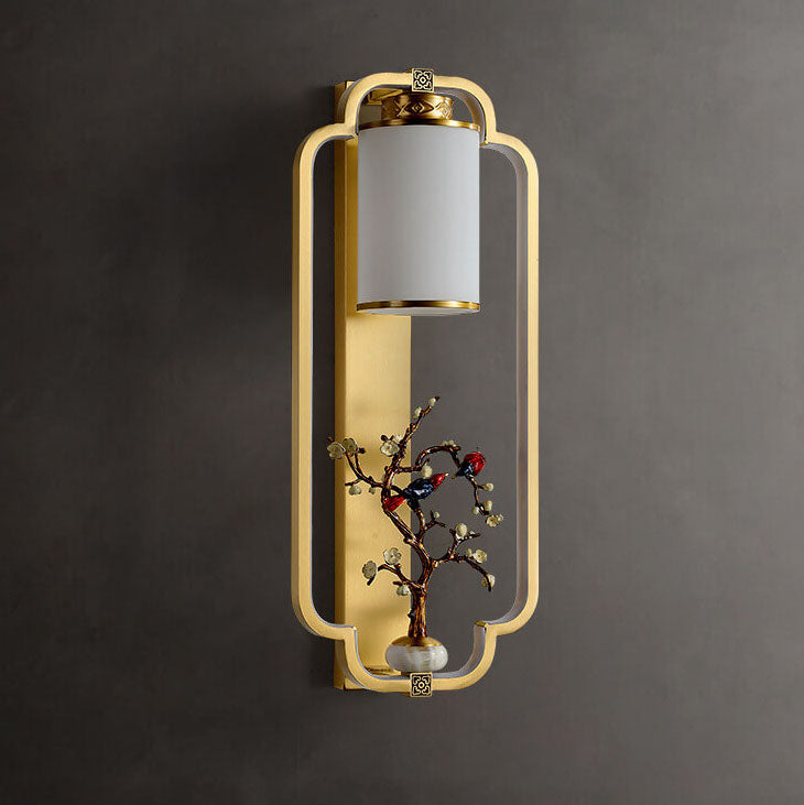 مصباح حائط LED بتصميم عقدة حلقية من النحاس الصيني الحديث 