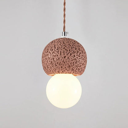 Contemporary Creative Imitation Rock Texture Semicircular Resin Shade 1-Light Pendant Light For Dining Room