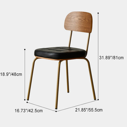 Modern Minimalist Square Metal PU Leather Four Legs  Dining Chair Backrest For Dining Room