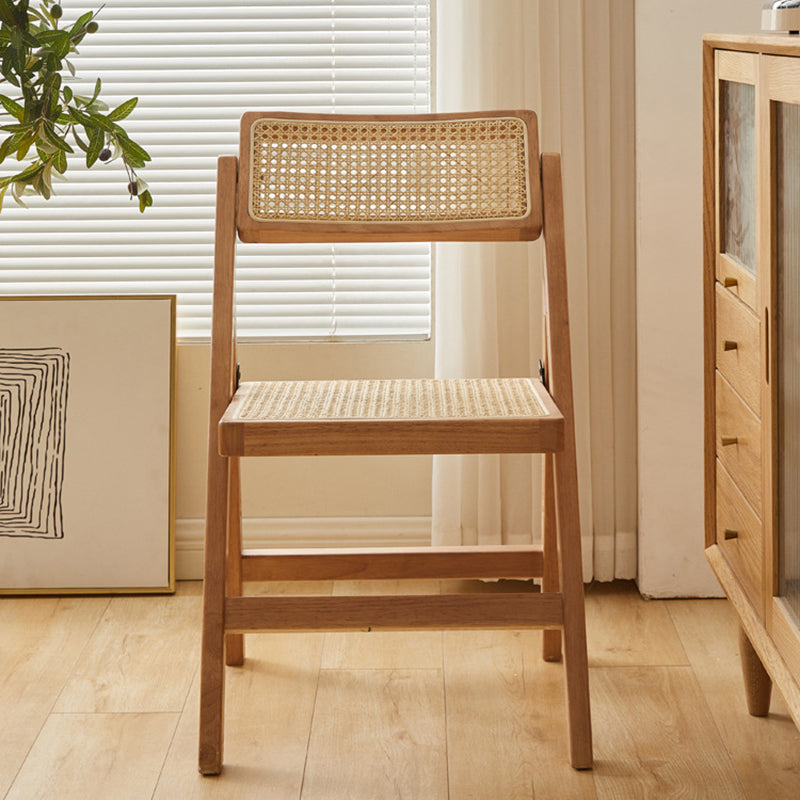 Traditional Vintage Square Rattan Rubberwood Dining Chair Backrest For Dining Room