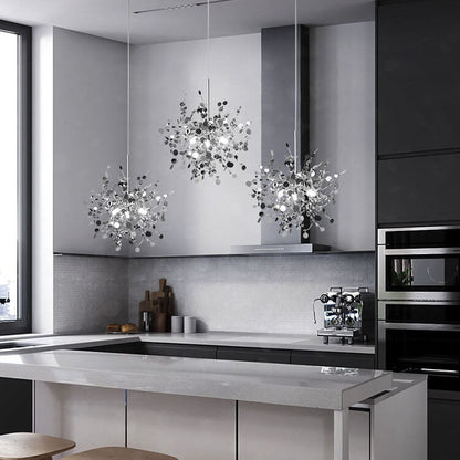 Contemporary Nordic Creative Art Stainless Steel 3-Light Chandelier For Living Room
