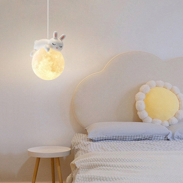 Modern Simple Resin Bear Rabbit Decorative Iron 1-Light Pendant Light