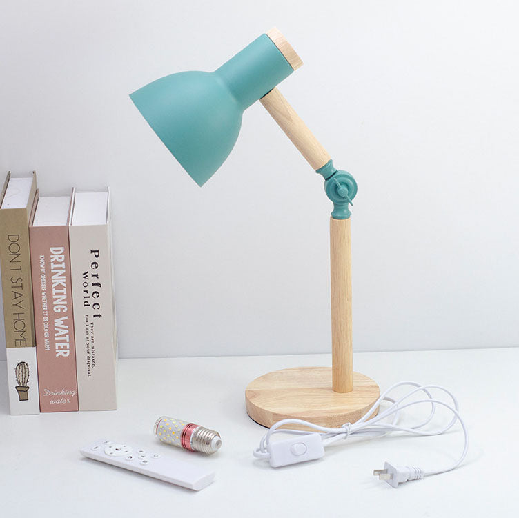 Modern Minimalist Solid Color Rotatable Wood Iron 1-Light Table Lamp