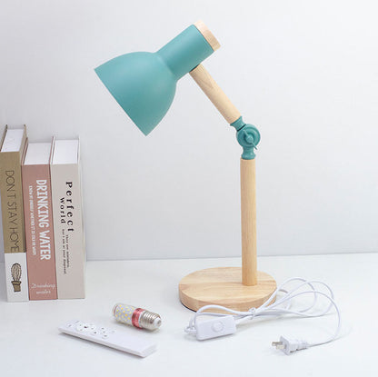 Modern Minimalist Solid Color Rotatable Wood Iron 1-Light Table Lamp