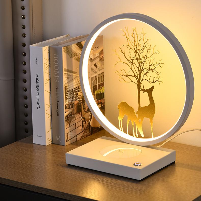 Decorative Tree & Deer's Mobile Phone Wireless Charging Touch Dimming LED Table Lamp
