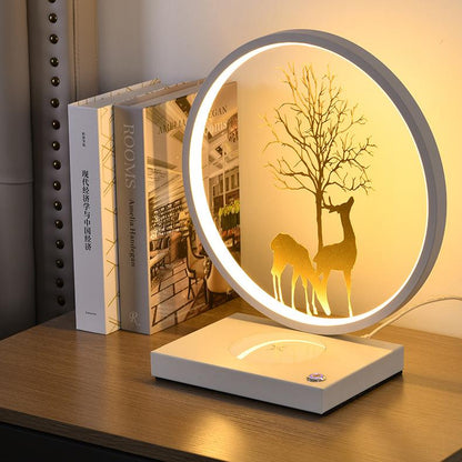 Decorative Tree & Deer's Mobile Phone Wireless Charging Touch Dimming LED Table Lamp