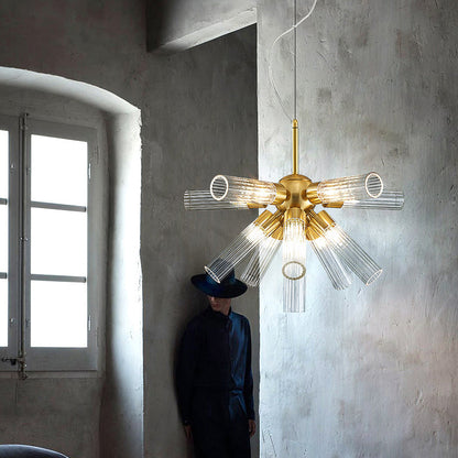Contemporary Creative Iron Acrylic Cylinder 11-Light Chandelier For Dining Room