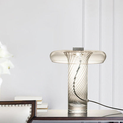 Nordic Luxury Floral Clear Glass Column LED Table Lamp