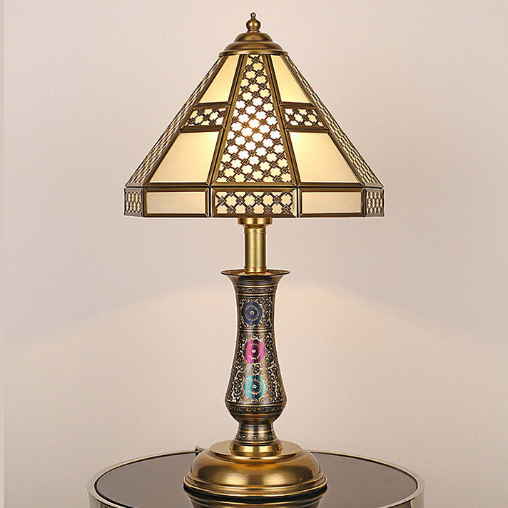 Modern Chinese Luxury Glass Copper 1-Light Table Lamp
