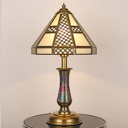 Modern Chinese Luxury Glass Copper 1-Light Table Lamp