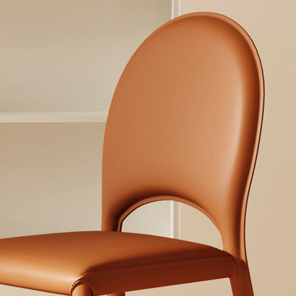 Contemporary Nordic Square Oval Faux Leather Carbon Steel Dining Chair Backrest For Dining Room