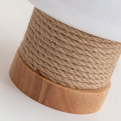 Vintage Creamy Mushroom Glass Twine Oak 1-Light Table Lamp